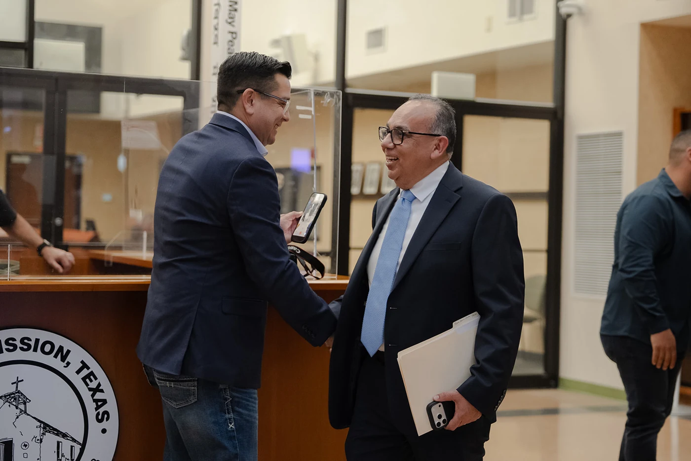 Ruben Plata with Mission community members